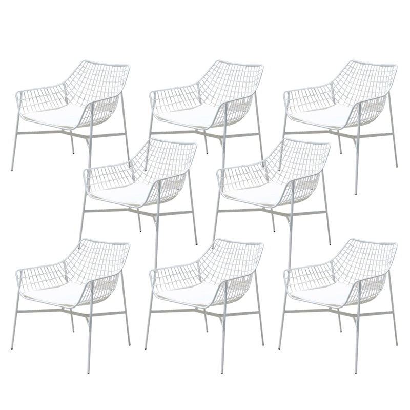 Modern Armless Outdoor Chair Metal Black/White Dining Side Chair