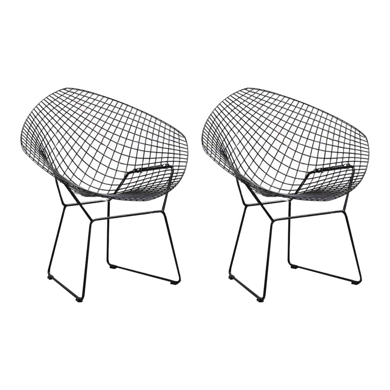 Metal Patio Dining Chair Modern Armless Dining Side Chair in Black/White