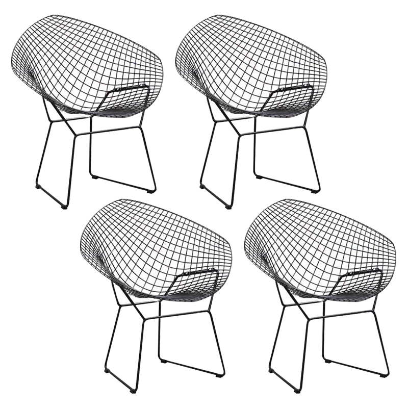 Metal Patio Dining Chair Modern Armless Dining Side Chair in Black/White