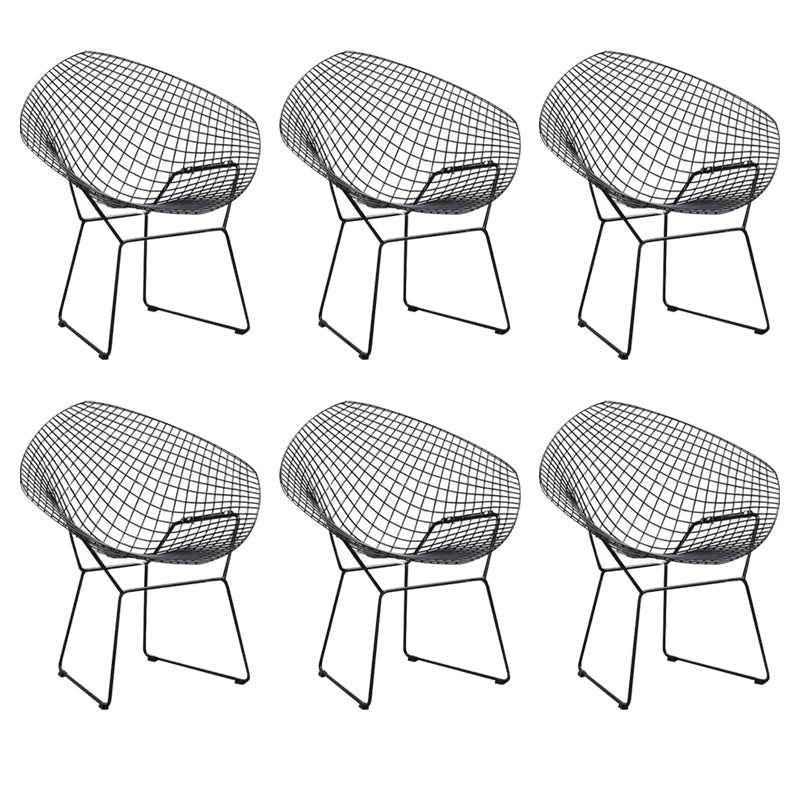 Metal Patio Dining Chair Modern Armless Dining Side Chair in Black/White