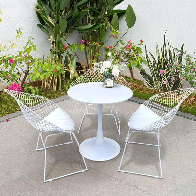 Metal Patio Dining Chair Modern Armless Dining Side Chair in Black/White