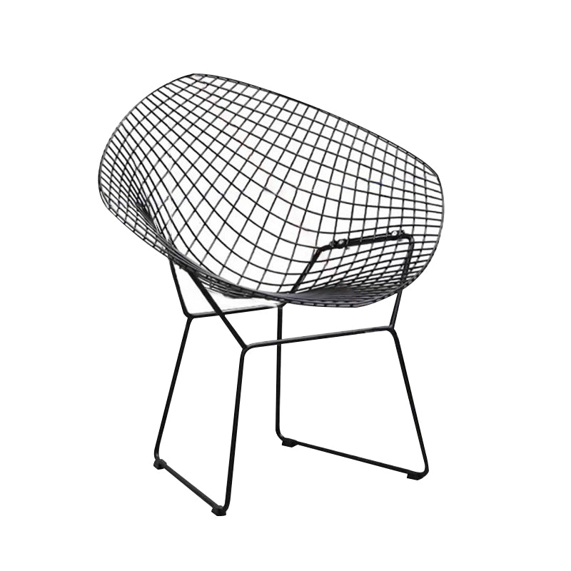 Metal Patio Dining Chair Modern Armless Dining Side Chair in Black/White