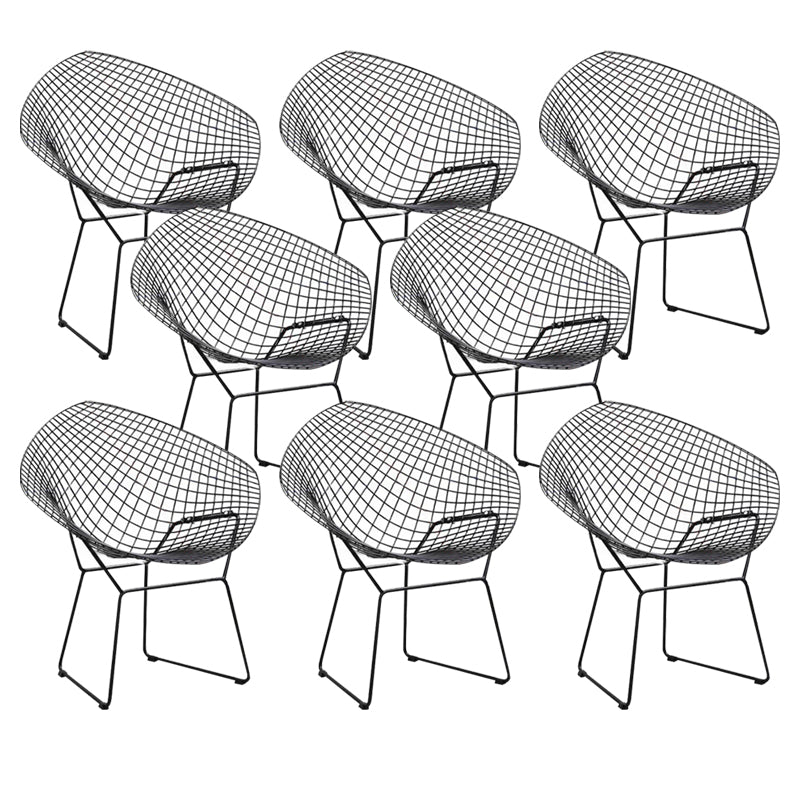 Metal Patio Dining Chair Modern Armless Dining Side Chair in Black/White