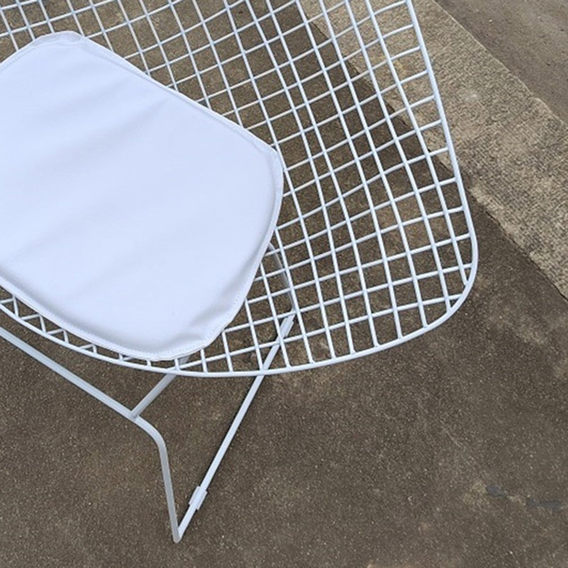 Metal Patio Dining Chair Modern Armless Dining Side Chair in Black/White