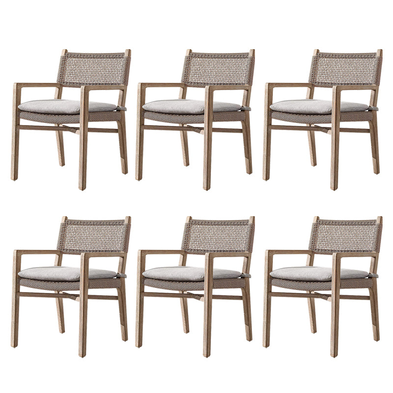 Teak Outdoor Bistro Chair Tropical Dining Set with Rattan Accents