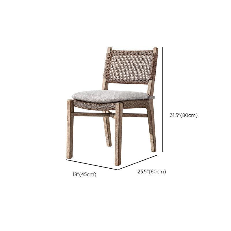 Teak Outdoor Bistro Chair Tropical Dining Set with Rattan Accents