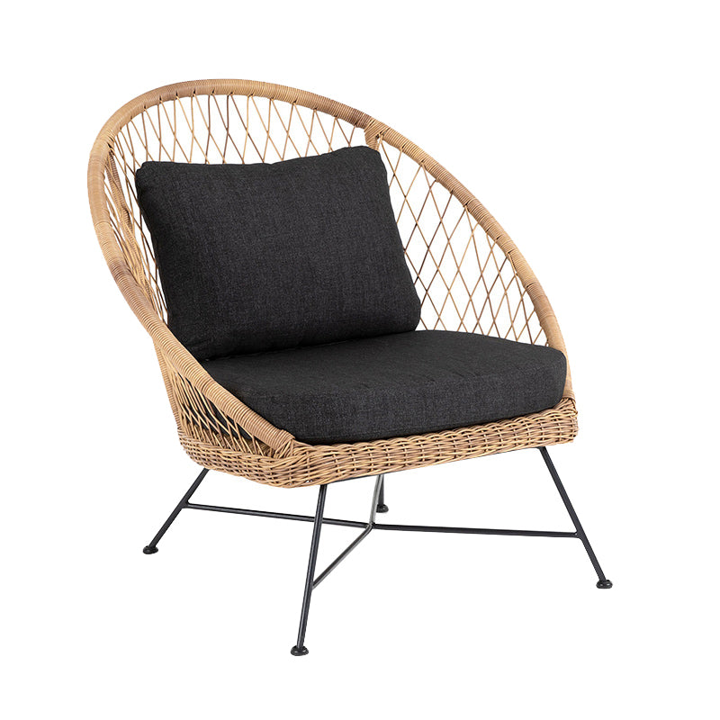 Tropical Outdoors Dining Chair Rattan Side Chair with Cushion