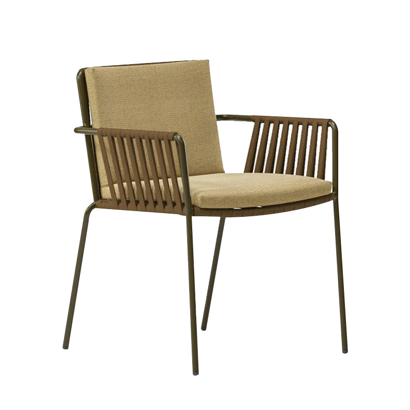 Modern Metal Outdoor Chair Upholstered Patio Dining Side Chair