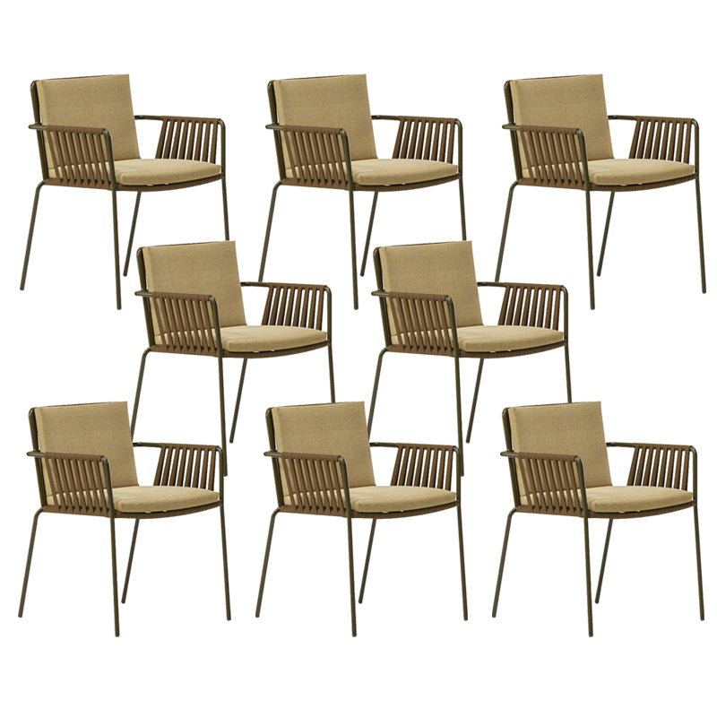 Modern Metal Outdoor Chair Upholstered Patio Dining Side Chair