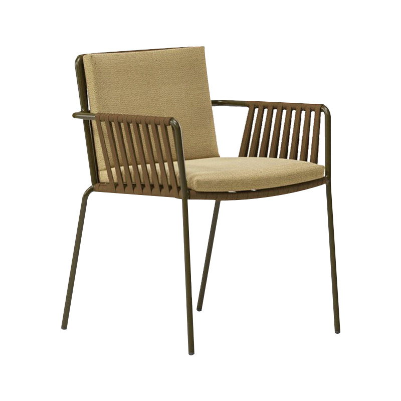 Modern Metal Outdoor Chair Upholstered Patio Dining Side Chair