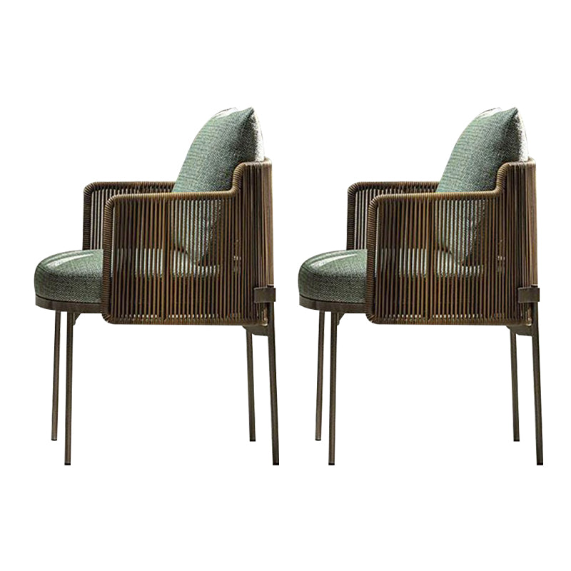 Tropical Brown Dining Chairs with No Distressing Upholstered Patio Arm Chair