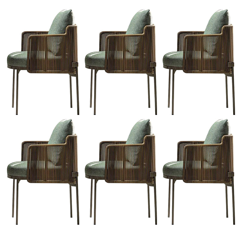 Tropical Brown Dining Chairs with No Distressing Upholstered Patio Arm Chair