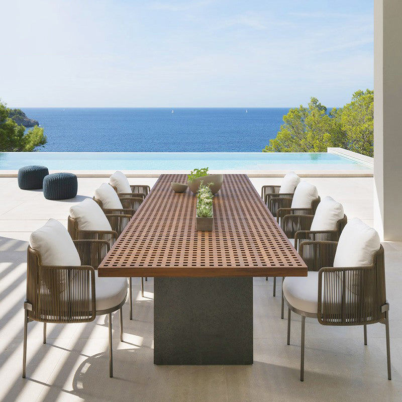 Tropical Brown Dining Chairs with No Distressing Upholstered Patio Arm Chair