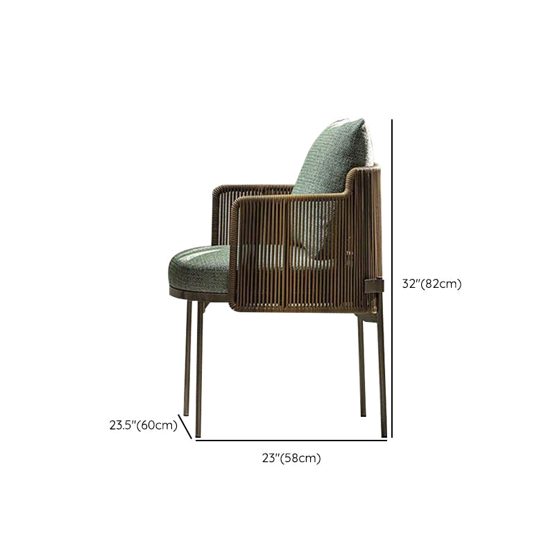 Tropical Brown Dining Chairs with No Distressing Upholstered Patio Arm Chair