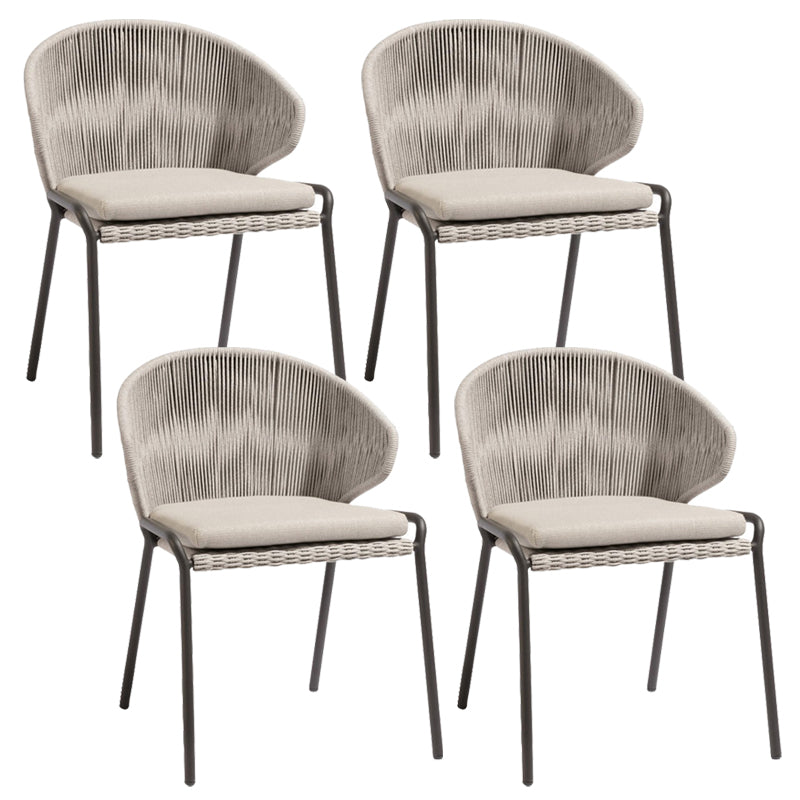 Contemporary with Cushion Dining Chairs Metal Patio Dining Side Chair