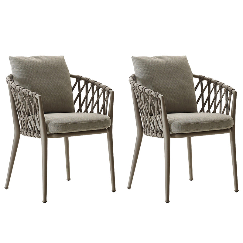 Contemporary Metal Outdoors Dining Chairs with Arm Outdoor Bistro Chairs