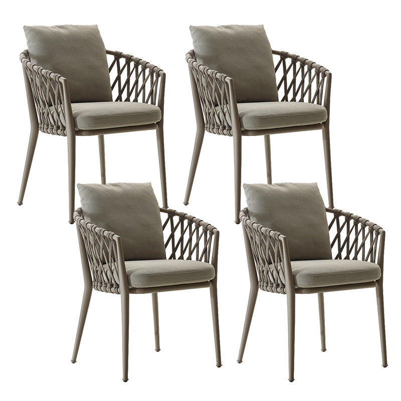 Contemporary Metal Outdoors Dining Chairs with Arm Outdoor Bistro Chairs