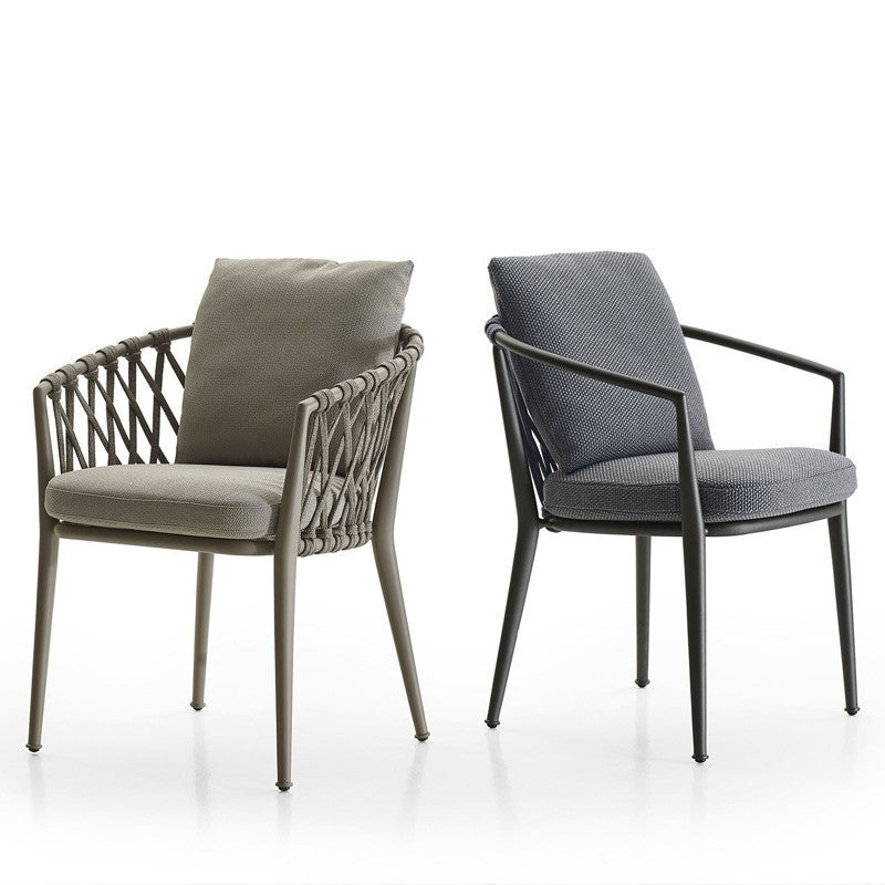 Contemporary Metal Outdoors Dining Chairs with Arm Outdoor Bistro Chairs