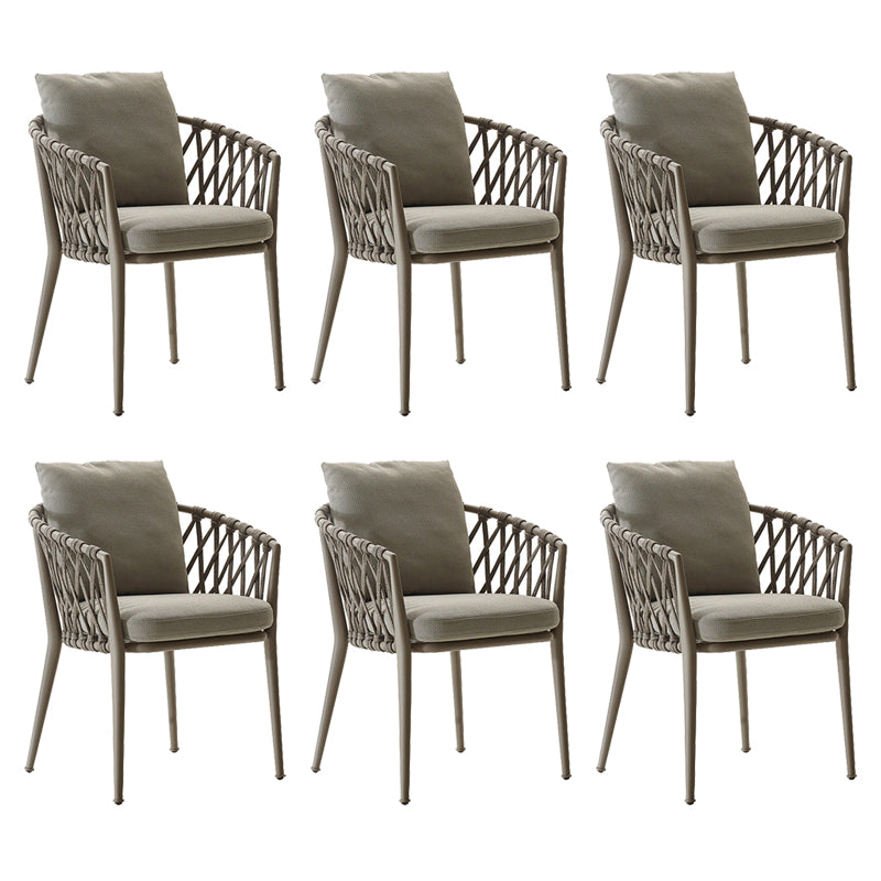 Contemporary Metal Outdoors Dining Chairs with Arm Outdoor Bistro Chairs