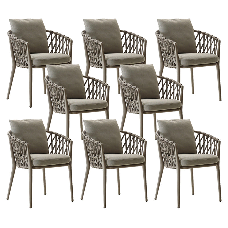 Contemporary Metal Outdoors Dining Chairs with Arm Outdoor Bistro Chairs