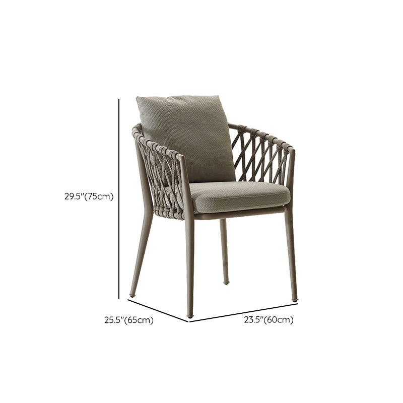 Contemporary Metal Outdoors Dining Chairs with Arm Outdoor Bistro Chairs