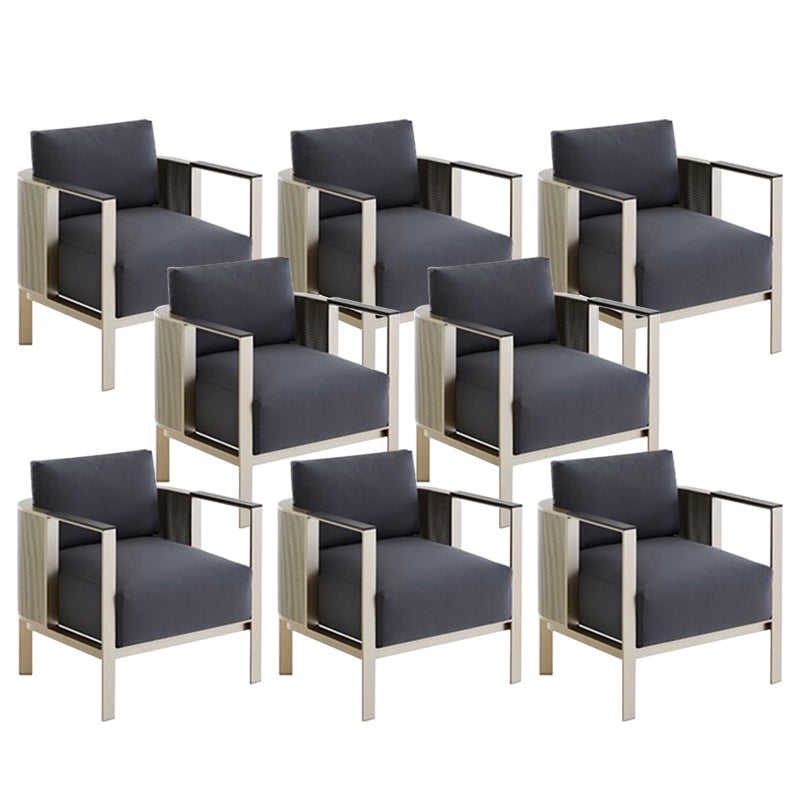 Modernism Patio Dining Chair Metal Upholstered Dining Side Chairs