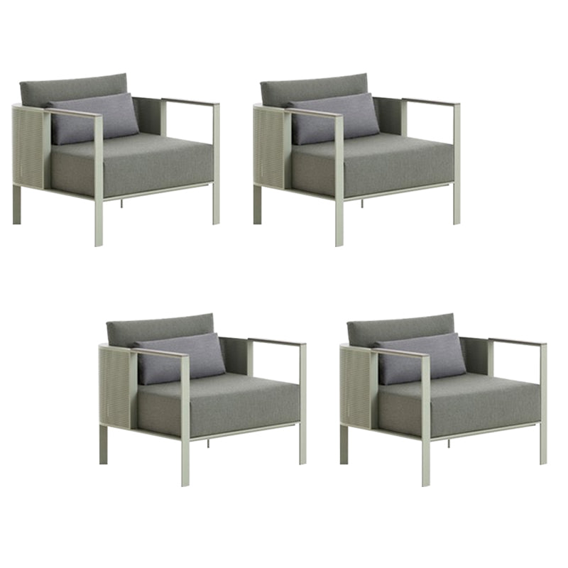 Modernism Patio Dining Chair Metal Upholstered Dining Side Chairs