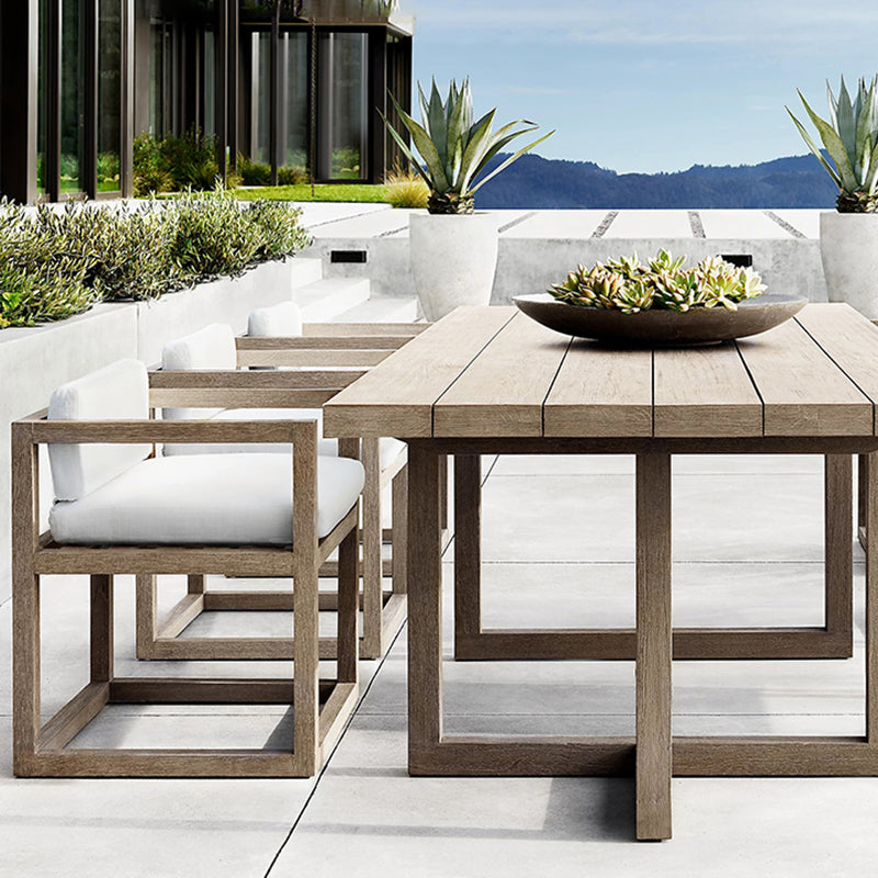 Contemporary with Arm Dining Armchair Solid Wood Patio Dining Armchair