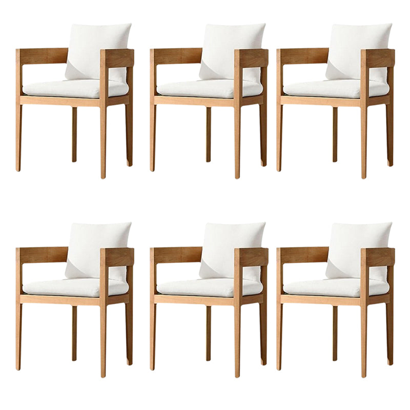 Armed Chairs Solid Wood Natural Removable Cushion Dining Chairs