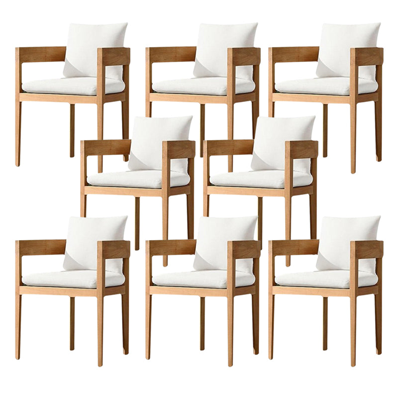 Armed Chairs Solid Wood Natural Removable Cushion Dining Chairs