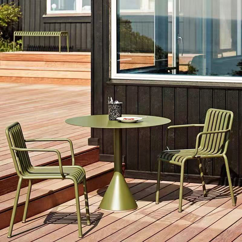 Stacking Patio Chair Set Metal Water Resistant Outdoors Dining Chairs