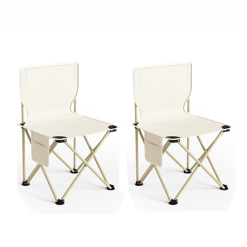 Beige and Black Dining Side Chair Modern Metal Folding Outdoor Chair