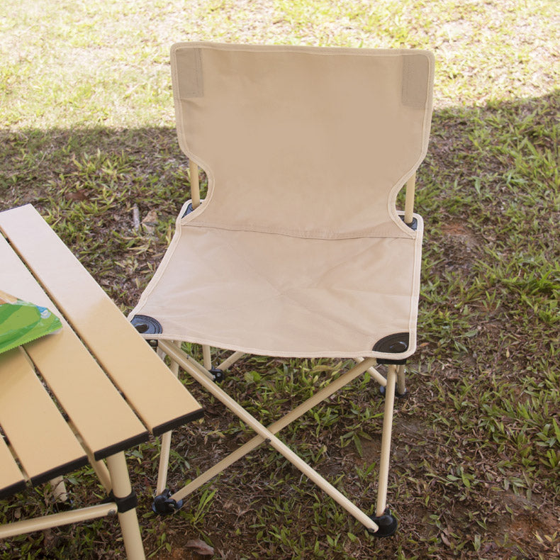 Beige and Black Dining Side Chair Modern Metal Folding Outdoor Chair