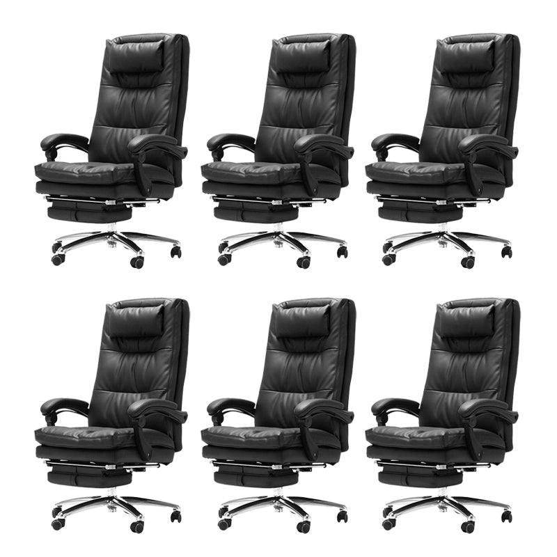 Black Leather Arm Chair Adjustable Seat Height Managers Chair