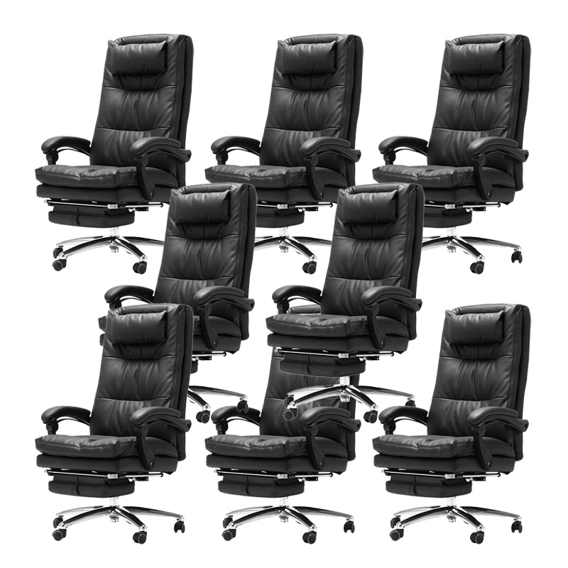 Black Leather Arm Chair Adjustable Seat Height Managers Chair