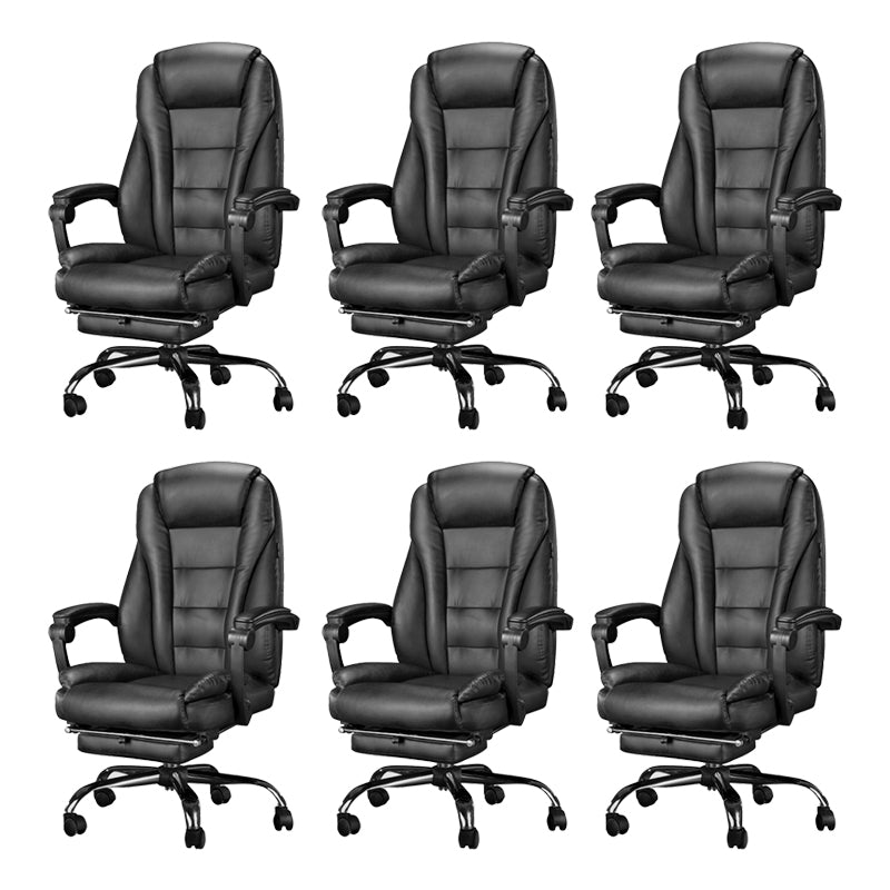 Contemporary Faux Leather Swivel Chair Black Frame Fixed Arms Office Chair