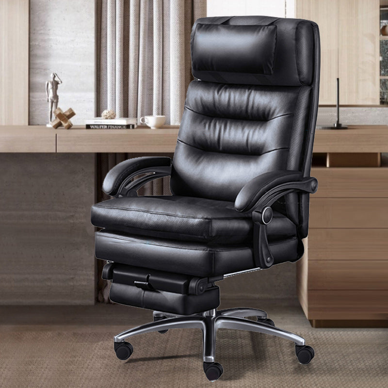 Modern Height Adjustable Task Chair Leather Office Chair with Wheels