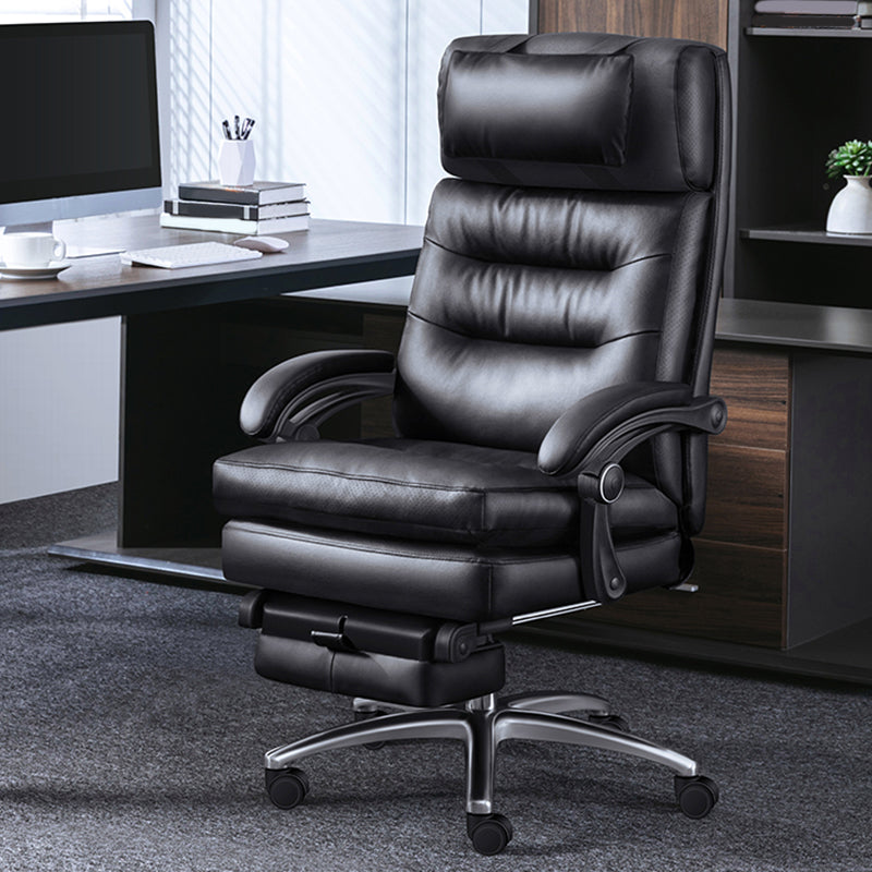 Modern Height Adjustable Task Chair Leather Office Chair with Wheels