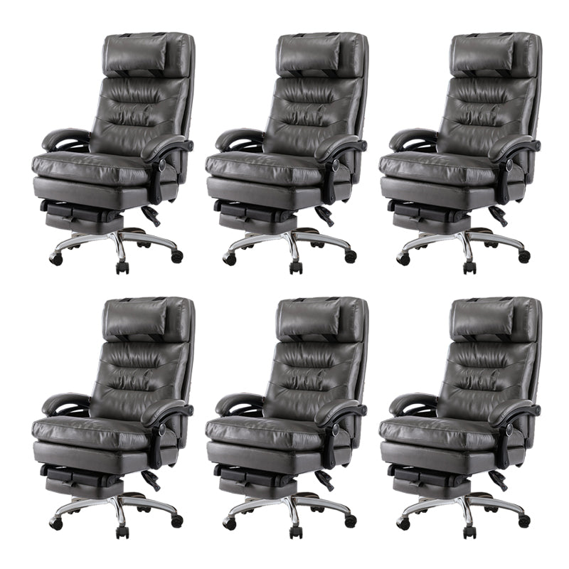 Modern Height Adjustable Task Chair Leather Office Chair with Wheels