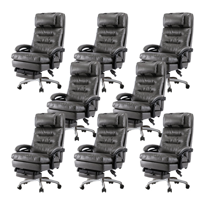 Modern Height Adjustable Task Chair Leather Office Chair with Wheels