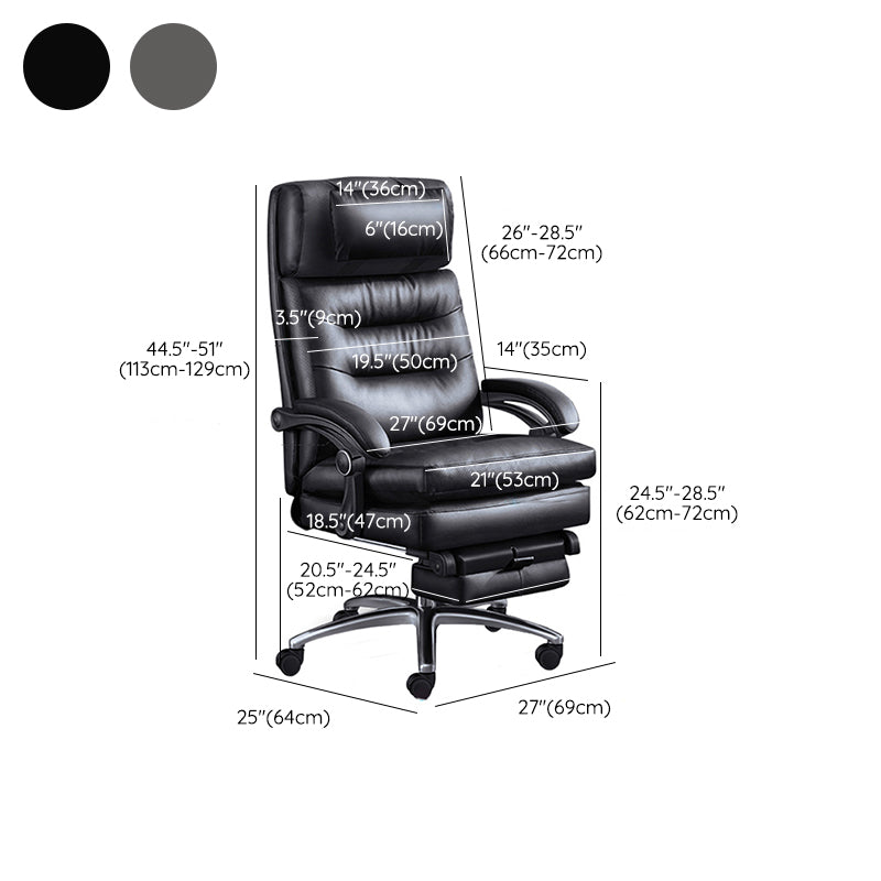 Modern Height Adjustable Task Chair Leather Office Chair with Wheels