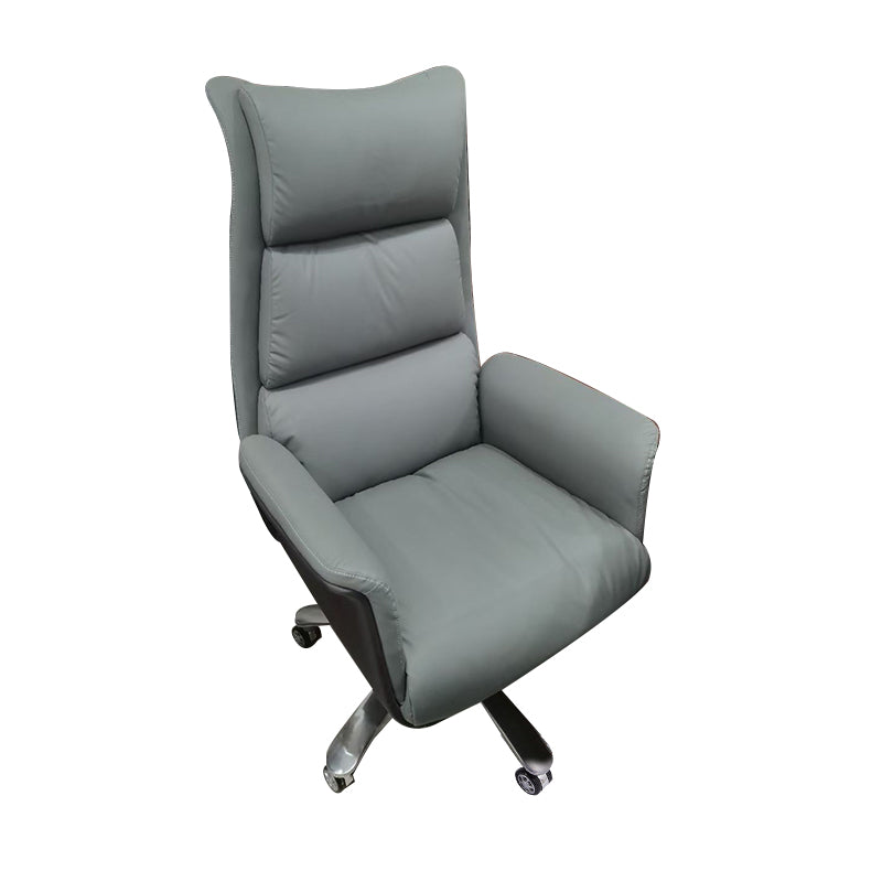 Modern Armless Office Chair Leather No Distressing Ergonomic Desk Chair with Wheels