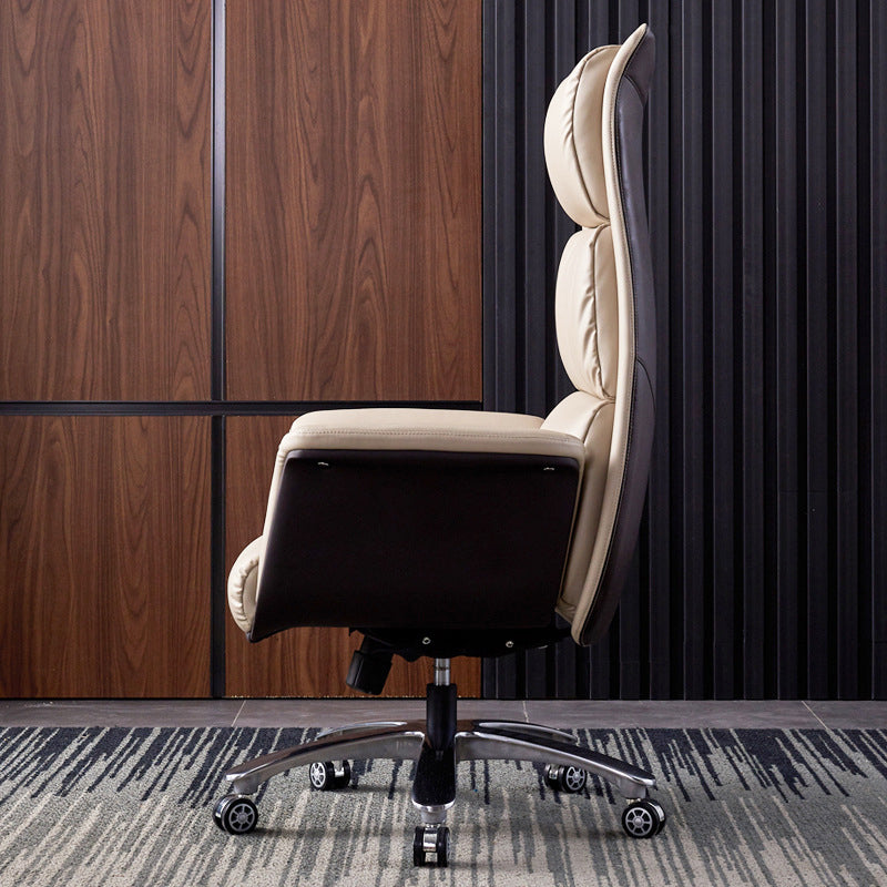 Modern Armless Office Chair Leather No Distressing Ergonomic Desk Chair with Wheels