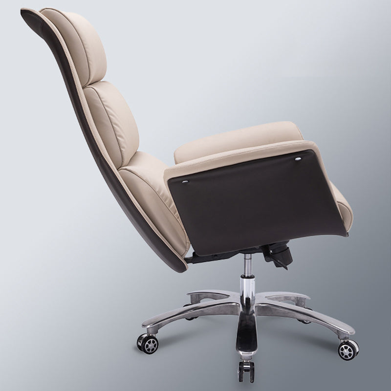 Modern Armless Office Chair Leather No Distressing Ergonomic Desk Chair with Wheels