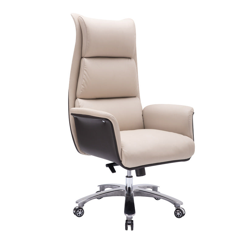 Modern Armless Office Chair Leather No Distressing Ergonomic Desk Chair with Wheels