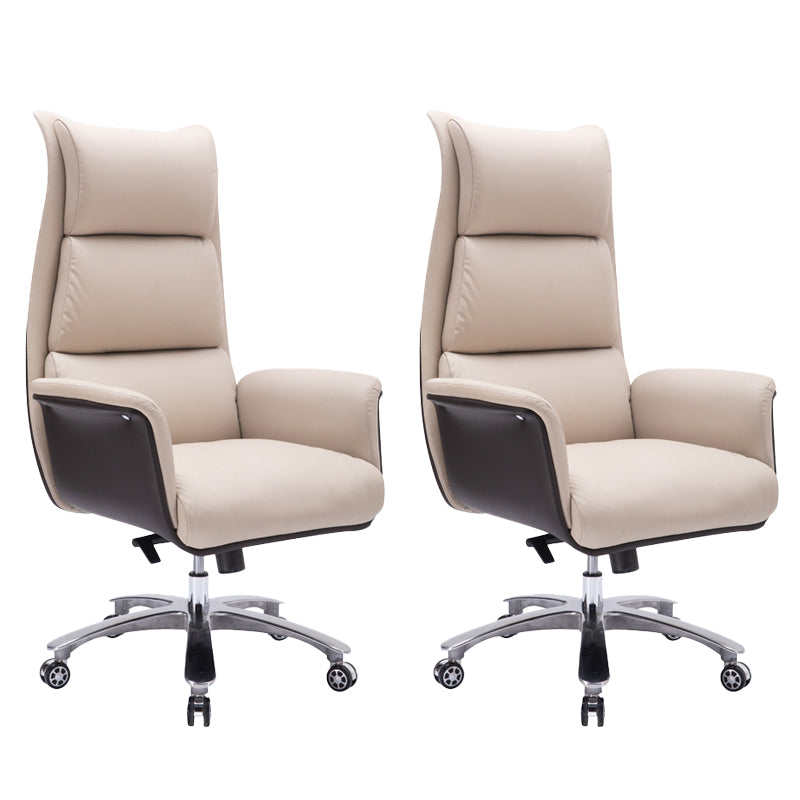 Modern Armless Office Chair Leather No Distressing Ergonomic Desk Chair with Wheels