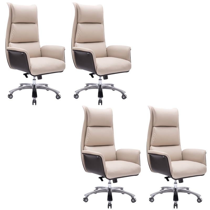 Modern Armless Office Chair Leather No Distressing Ergonomic Desk Chair with Wheels