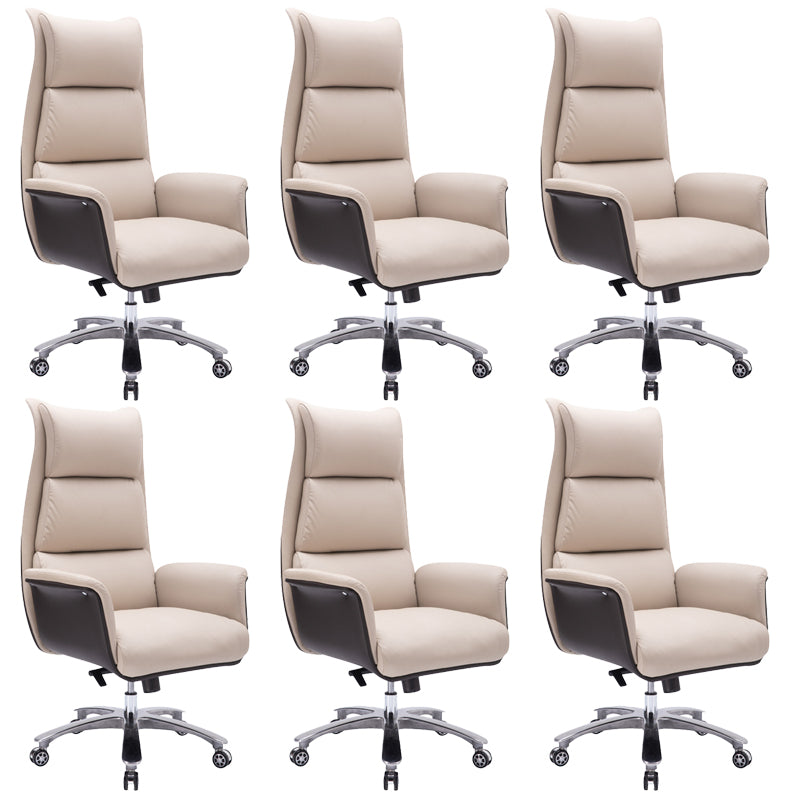 Modern Armless Office Chair Leather No Distressing Ergonomic Desk Chair with Wheels