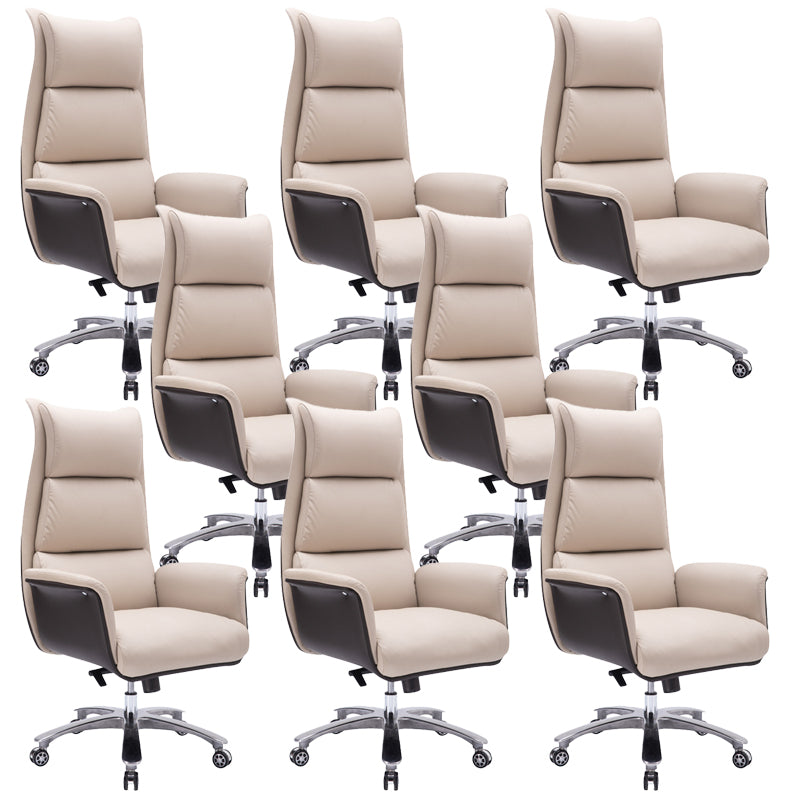 Modern Armless Office Chair Leather No Distressing Ergonomic Desk Chair with Wheels