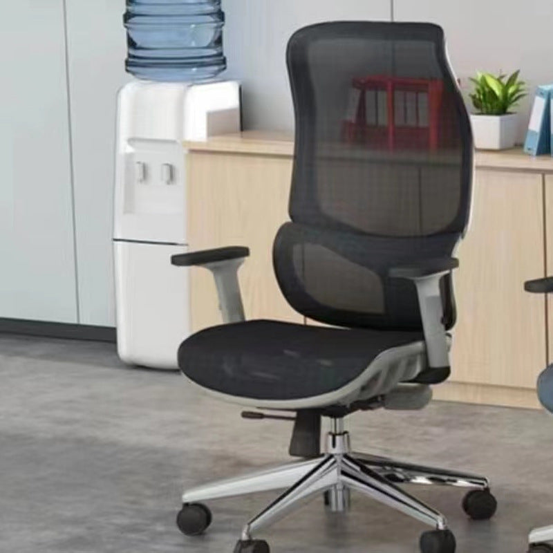 Modern Fixed Arms Chair High Back Black/Gray Mesh Desk Chair with Wheels